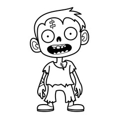 Vector illustration of a cartoon zombie, ideal for Halloween projects, children's coloring books or spooky designs