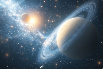 Space cosmic illustration with planets scene created with Generative AI
