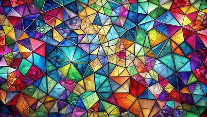 Abstract mosaic background, colorful glass pieces forming a geometric pattern, vibrant and artistic