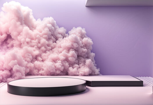 catwalk flatform with purple clouds above