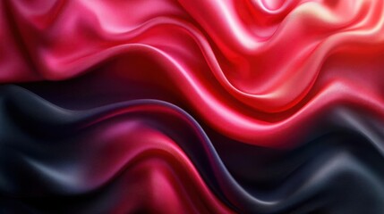 Fototapeta premium abstract fabric waves silky red and black gradient undulating in 3d space dynamic folds glossy reflections elegant motion