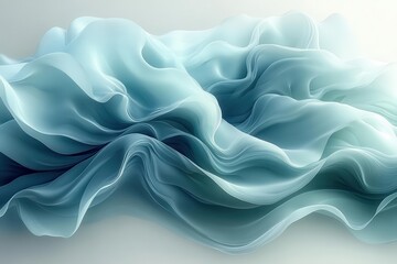 Obraz premium abstract organic form ethereal blend of sky blue and mint green creating a fluid blooming shape against a crisp white background evoking natural grace and tranquility