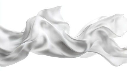 Obraz premium Soft Flowing White Fabric Wave, Isolated On White Background, Ideal For Textile And Interior Design . Generative ai