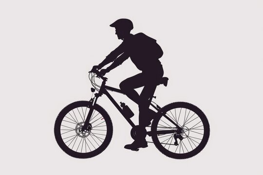 A person riding a bicycle in profile
