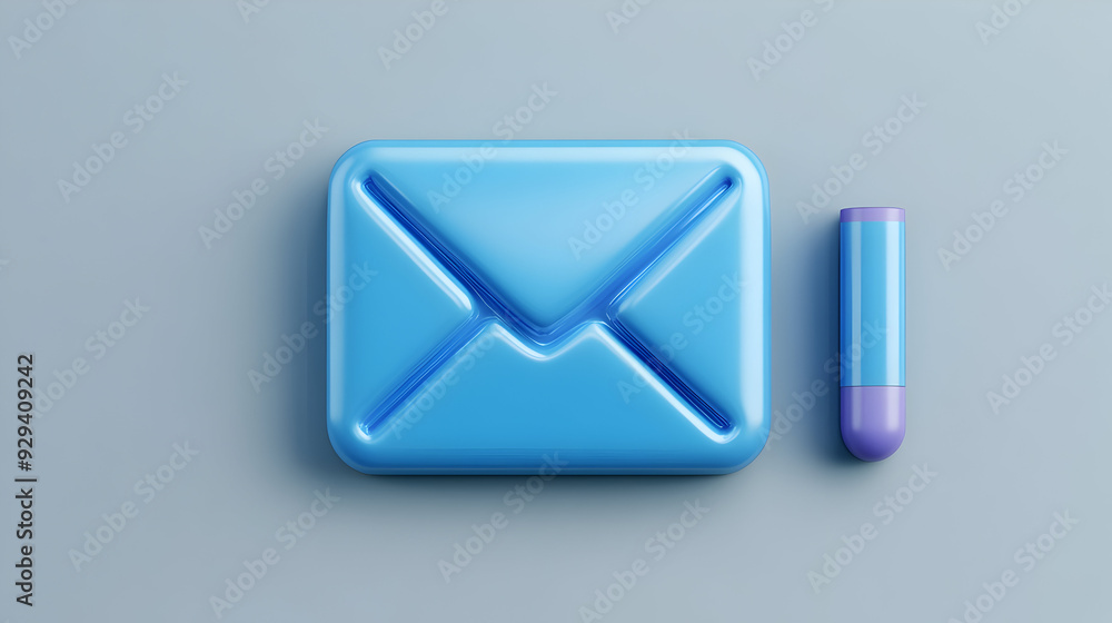 Poster 3d blue mail envelope icon set with marker new message isolated
