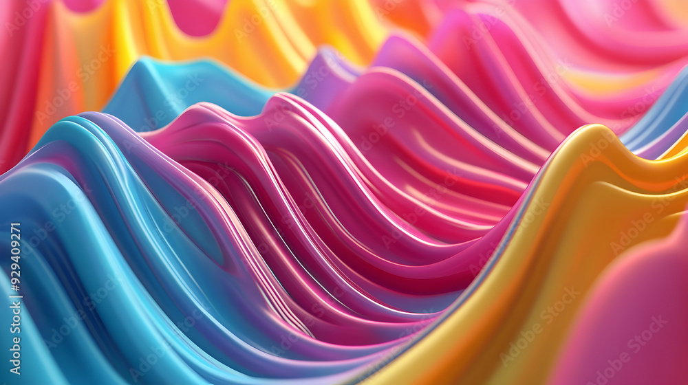 Poster 3d render of colorful deatailed shape. dynamic futuristic background.