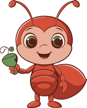 recommend clip art: Illustration of cute ant cartoon. Cute Ant Cartoon Presenting Animal Nature Icon