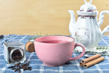cup of detox green tea, natural drink breakfast snack