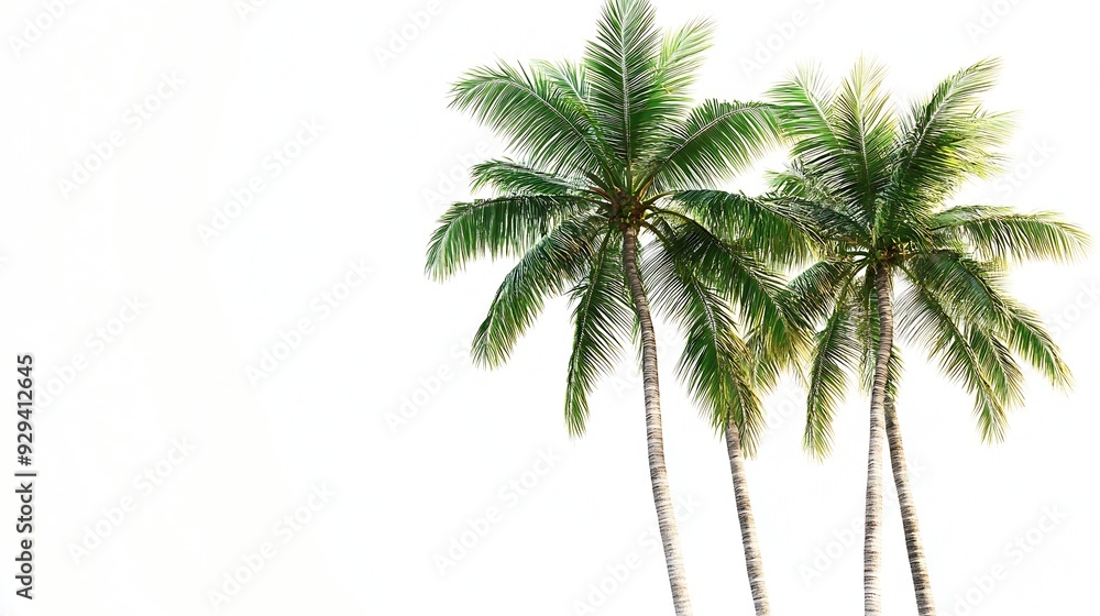 Poster Palm trees in summer on white background with clipping path and alpha channel : Generative AI