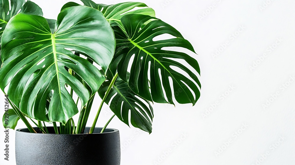 Poster monstera in a pot isolated monstera bush on a white background : generative ai