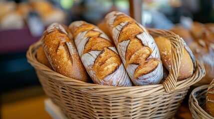 French bread in basket for exhibition : Generative AI