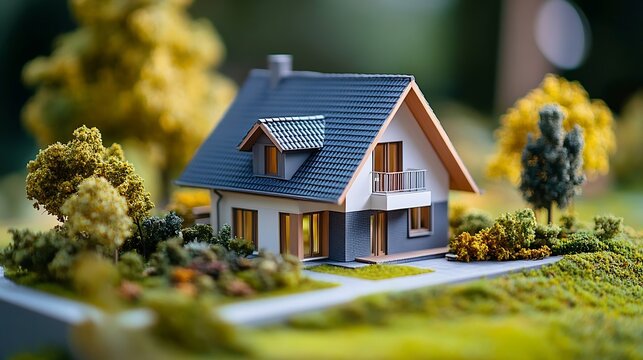 Volumetric project of house Layout of a house with an open roof Miniature layout of a cottage top view Building model as a symbol of architectural business Design in architectural bure : Generative AI