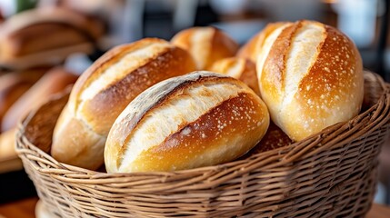 Basket with French breads French bread traditional brazilian bread : Generative AI