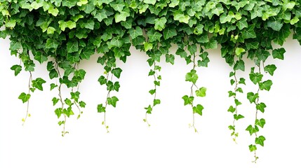 Fototapeta premium Plant and flower vine green ivy leaves tropic hanging climbing isolated on white background : Generative AI