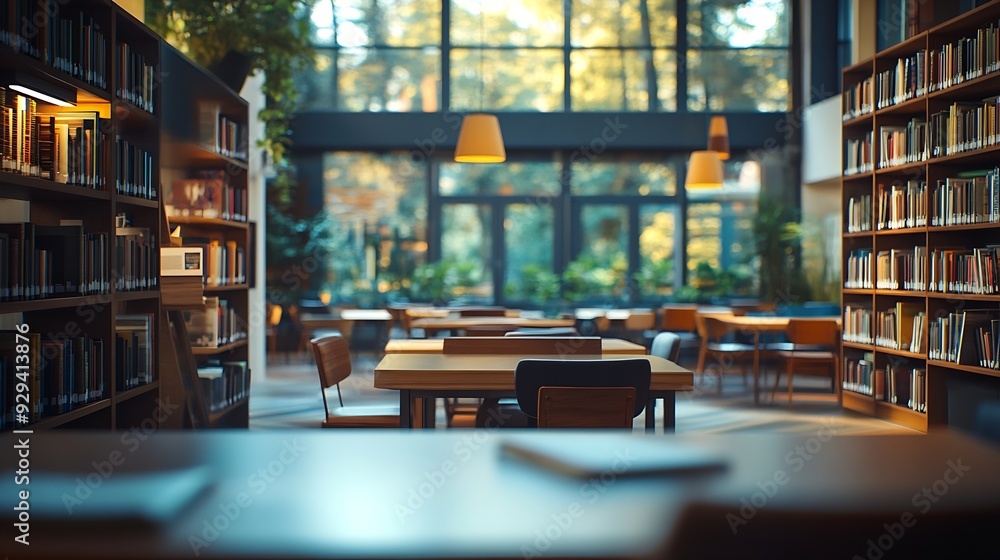 Poster study area in a modern library : generative ai