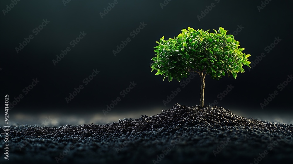 Poster isolated single tree greenery botanical : generative ai