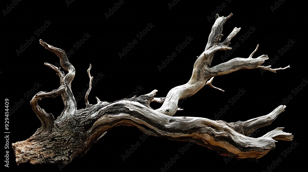 Aufkleber Isolated dead tree with clipping path and alpha channel on black background : Generative AI