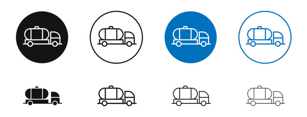 Tank truck vector icon in black and blue colors