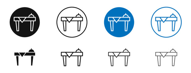 Dining table vector icon in black and blue colors