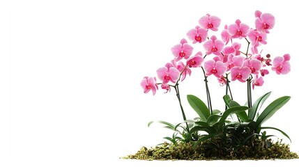 Obraz premium Tropical plant orchid flower bush shrub tree isolated on white background with clipping path : Generative AI