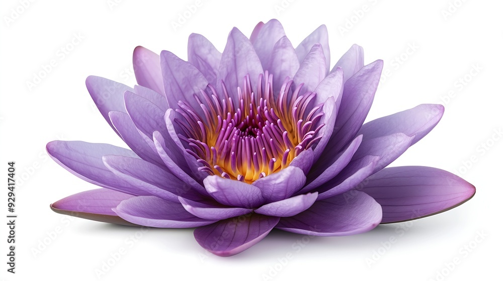 Poster purple water lily blooming water lily flower isolated on white background with clipping path : gener