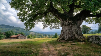Sequoia gigantea tree in the village of Ardusat in Maramures county Romania isolated on white The tree is over 200 years old : Generative AI