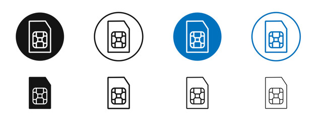 Sim vector icon in black and blue colors