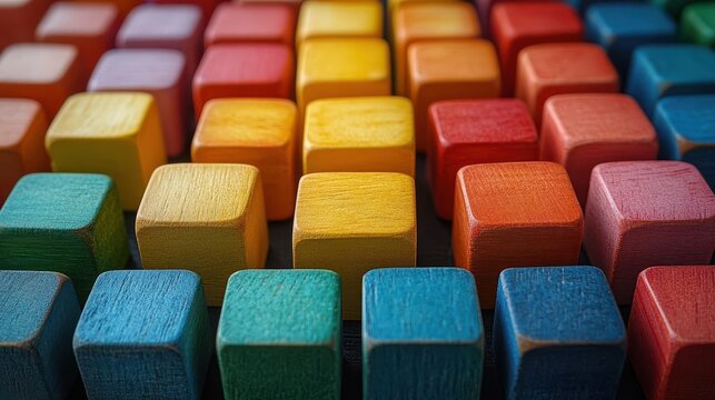 educational building blocks colorful wooden alphabet cubes neatly aligned representing learning and child development vibrant educational still life