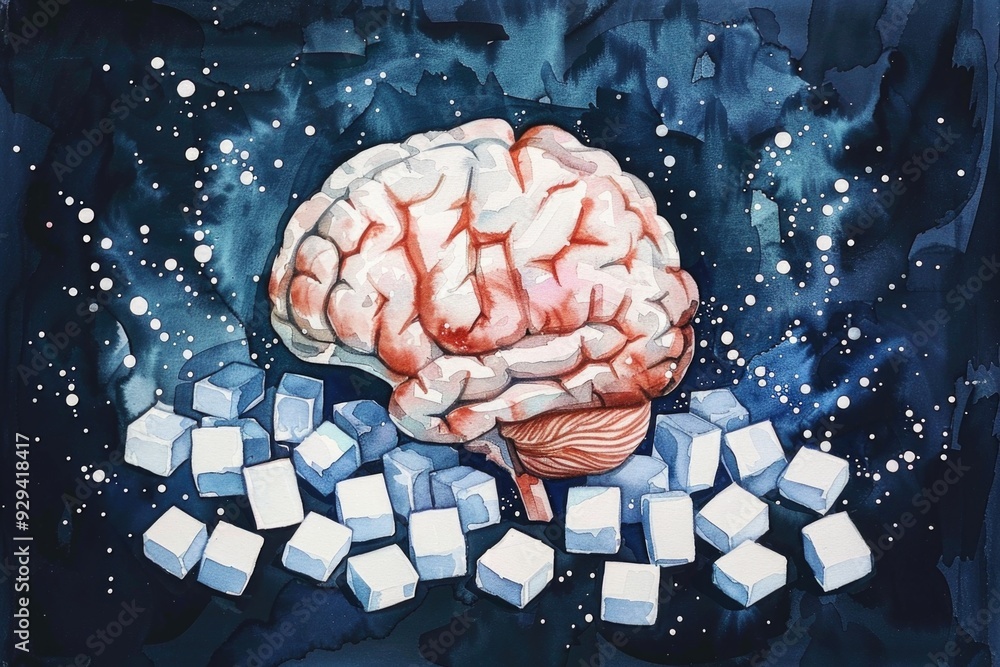 Poster a brain surrounded by cubes of ice