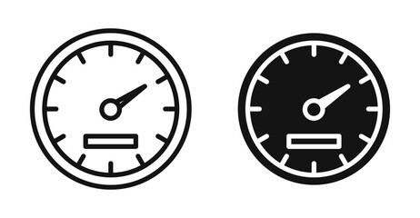 Speedometer vector icon in black and blue colors