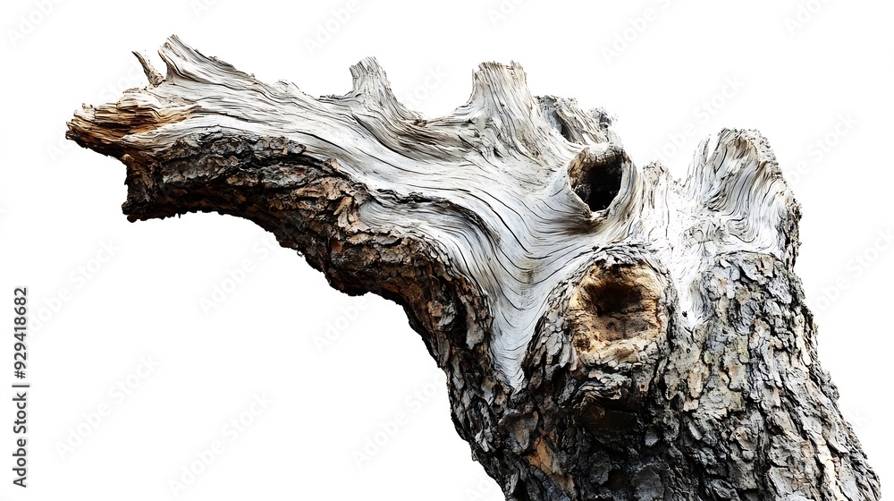 Poster ancient tree trunk dead tree isolated on white background barn tree isolated root : generative ai