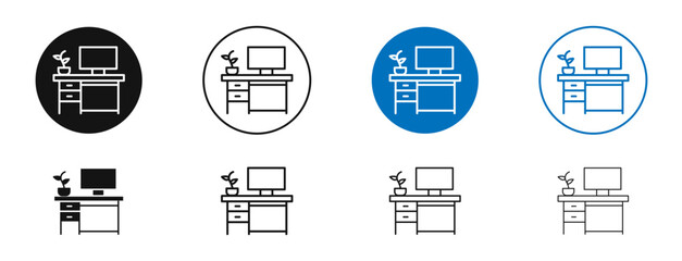 Workspace vector icon in black and blue colors