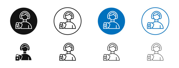 Information Security Analyst vector icon in black and blue colors