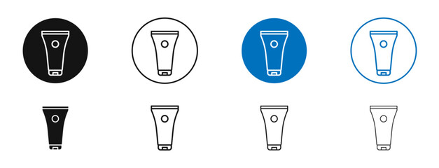 Cream tube vector icon in black and blue colors