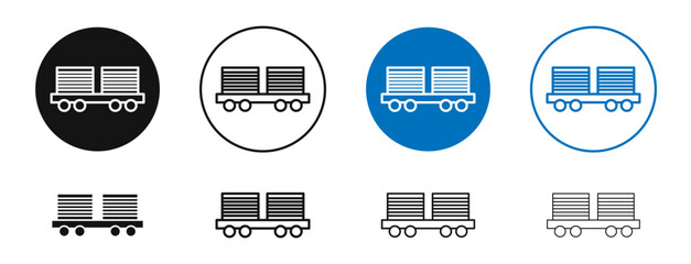 Train cargo vector icon in black and blue colors