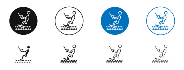 Kitesurf sign vector icon in black and blue colors