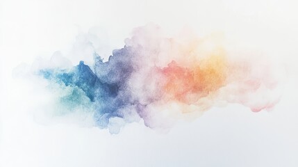 Naklejka premium A soft, colorful watercolor cloud blending various hues on a white background.