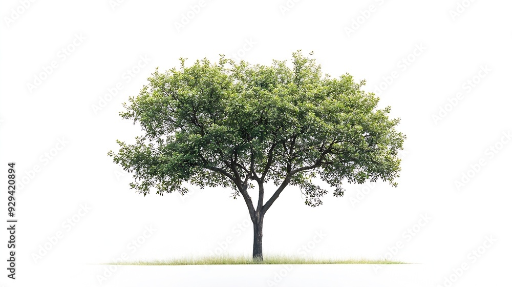 Poster single big tree isolated on white background tropical wood plant for advertising architecture design