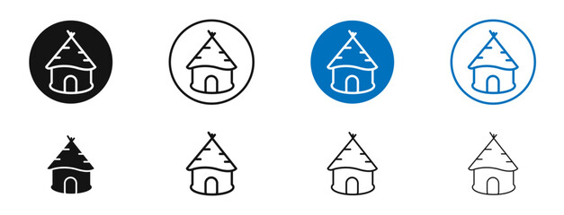 Hut vector icon in black and blue colors