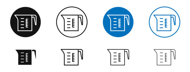 Measuring cup vector icon in black and blue colors