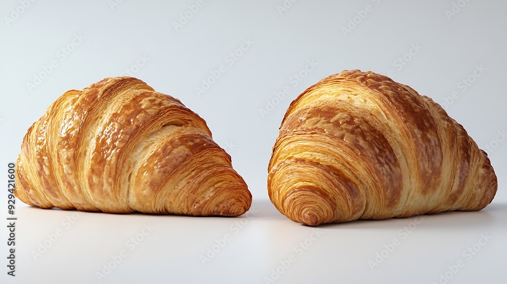 Poster croissant bread closeup isolated isolated on white background display whole and side view frontal fu