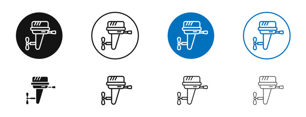 Boat Engine vector icon in black and blue colors