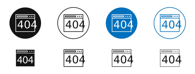 404 error vector icon in black and blue colors