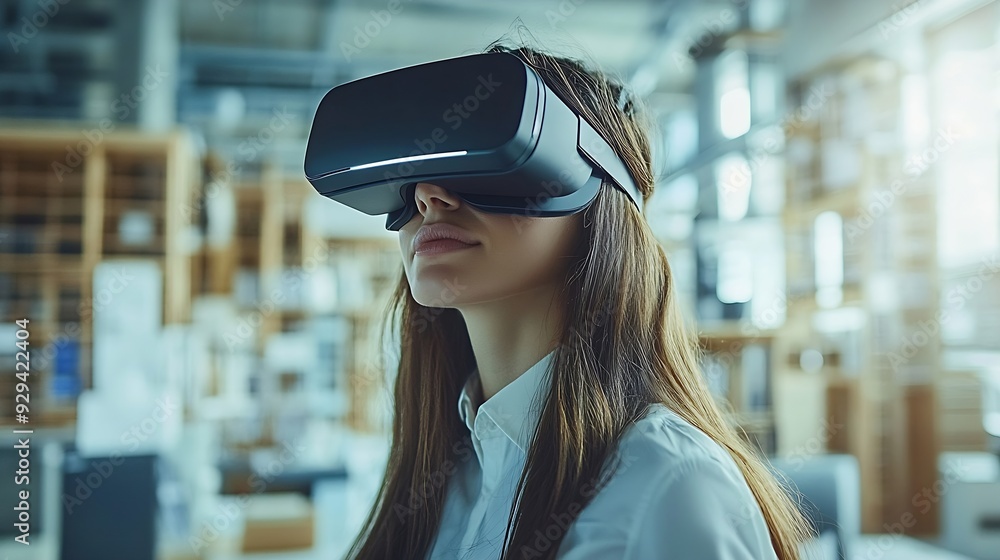 Aufkleber technology futuristic virtual reality design team architect or engineer designer wearing vr headset 