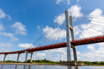 Bridge over the Nanay River, a tributary of the Amazon. With a length of 2,283 meters, in the city...