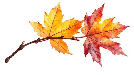 Obraz premium autumn background with yellow red brown maple leaves Branch with colorful autumn foliage autumntime fall season isolated on white background cut out : Generative AI