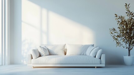 3D rendering Sofa in living room with free space : Generative AI