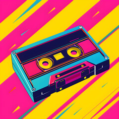 Vibrant Retro Cassette Tape - A Nostalgic Icon from the 80s and 90s