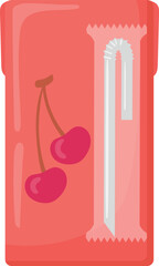 Cherry juice paper box. Drink cartoon icon