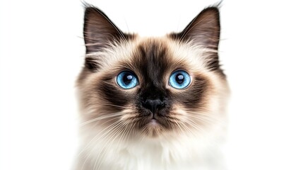 Fototapeta premium birman cat in front of white background : Generative AI